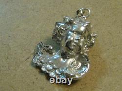 Angel putto pendant made sterling silver 925-artisan product