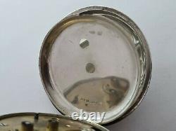Antique 1890 Swiss Made 18S Solid Silver 925 Pocket Watch Needs Repair Rare