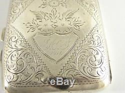 Antique 1910 Solid Sterling Silver Cigarette Case made by Joseph Gloster Ltd