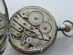 Antique 1910 Swiss Made Solid Silver Pocket Watch + Chain Serviced Working Rare