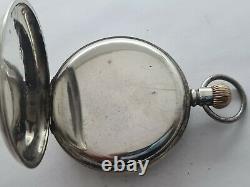 Antique 1910 Swiss Made Solid Silver Pocket Watch + Chain Serviced Working Rare