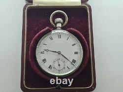 Antique 1932 Swiss Made Solid Silver Pocket Watch Original Box Working Rare