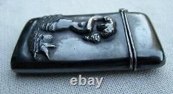 Antique 3-dimensional Embossed Hand Made Sterling Silver Nude Mermaid Match Safe