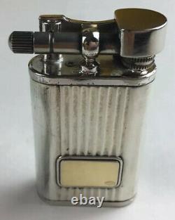 Antique 925 Sterling Silver & 18K 750 Gold Lift Arm Type Lighter Made In Italy