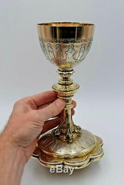 + Antique All Sterling Silver Chalice + Made in France + 9 1/2 ht. + (B274)