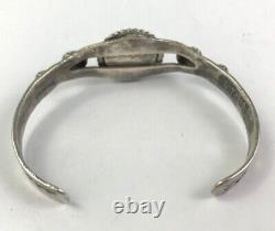 Antique DESERT GEM Ornate Hand Made Sterling Silver Turquoise Cuff Bracelet