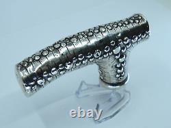 Antique Hand Made Sterling Silver CANE HEAD Handle Buttons Beads Textured
