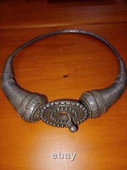 Antique Hand Made Sterling Silver Traditional Torque Hansuli Necklace India