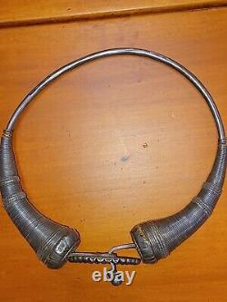 Antique Hand Made Sterling Silver Traditional Torque Hansuli Necklace India