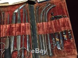 Antique LUER Dr. Baril Large Surgery Kit Made of Steel Sterling Silver and Shell