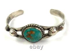 Antique Navajo DESERT GEM Hand Made Sterling Silver Turquoise Cuff Bracelet