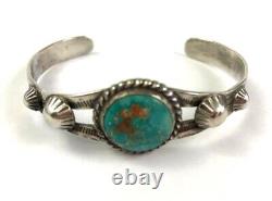 Antique Navajo DESERT GEM Hand Made Sterling Silver Turquoise Cuff Bracelet