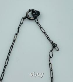 Antique Navajo Hand Made Sterling Silver Banded Black Agate Pendant Necklace