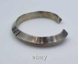 Antique Old Pawn Navajo Sterling Silver Hand Made Beveled Heavy Cuff Bracelet