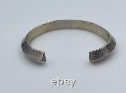 Antique Old Pawn Navajo Sterling Silver Hand Made Beveled Heavy Cuff Bracelet