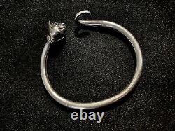 Antique Sterling Silver Bracelet Cat Made In 1930-1940 Rare Fabulous