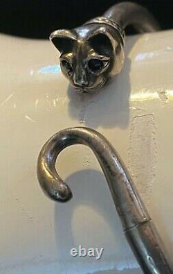 Antique Sterling Silver Bracelet Cat Made In 1930-1940 Rare Fabulous