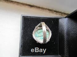 Antique Sterling Silver Egyptian Scarab Lotus Hand Made Ring Sz 5.25 Rare