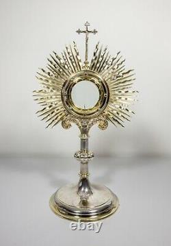 Antique Sterling silver monstrance made by Bourdon 1903 in box chalice vestment