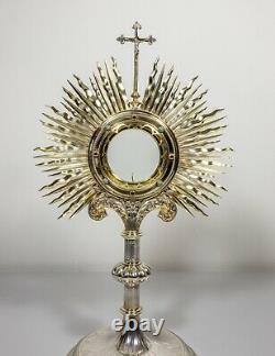 Antique Sterling silver monstrance made by Bourdon 1903 in box chalice vestment