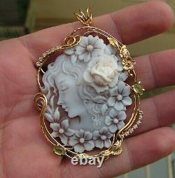 Antique Style Carved Shell Cameo Pendent Made in Italy