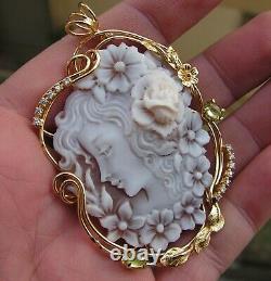 Antique Style Carved Shell Cameo Pendent Made in Italy