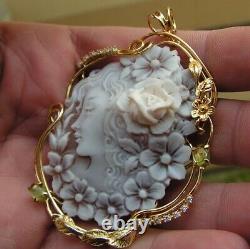 Antique Style Carved Shell Cameo Pendent Made in Italy