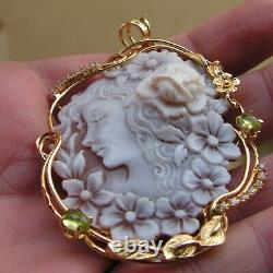 Antique Style Carved Shell Cameo Pendent Made in Italy