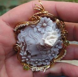 Antique Style Carved Shell Cameo Pendent Made in Italy