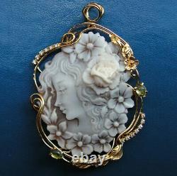 Antique Style Carved Shell Cameo Pendent Made in Italy