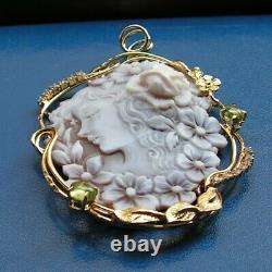 Antique Style Carved Shell Cameo Pendent Made in Italy
