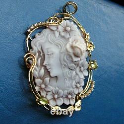 Antique Style Carved Shell Cameo Pendent Made in Italy