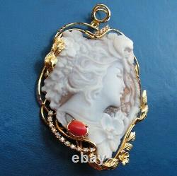 Antique Style Carved Shell Cameo Pendent Made in Italy