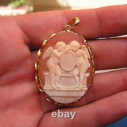 Antique Style Victorian High Relief Italian Shell Cameo/pendant Made In Italy