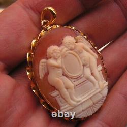 Antique Style Victorian High Relief Italian Shell Cameo/pendant Made In Italy