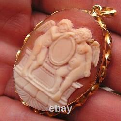 Antique Style Victorian High Relief Italian Shell Cameo/pendant Made In Italy