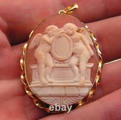 Antique Style Victorian High Relief Italian Shell Cameo/pendant Made In Italy