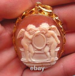 Antique Style Victorian High Relief Italian Shell Cameo/pendant Made In Italy