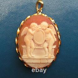 Antique Style Victorian High Relief Italian Shell Cameo/pendant Made In Italy