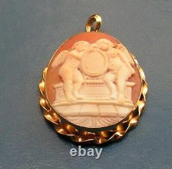 Antique Style Victorian High Relief Italian Shell Cameo/pendant Made In Italy