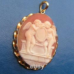 Antique Style Victorian High Relief Italian Shell Cameo/pendant Made In Italy