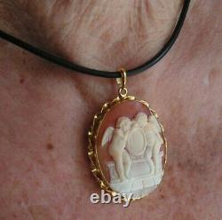 Antique Style Victorian High Relief Italian Shell Cameo/pendant Made In Italy