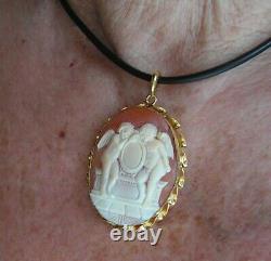 Antique Style Victorian High Relief Italian Shell Cameo/pendant Made In Italy