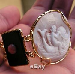 Antique Style Victorian Shell Cameo Bracelet + Coral Pink Made In Italy