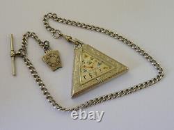 Antique Triangle Masonic Swiss Made Mechanical Sterling Silver Pocket Watch Vgc