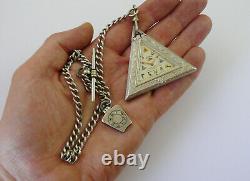 Antique Triangle Masonic Swiss Made Mechanical Sterling Silver Pocket Watch Vgc