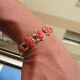 Antique Victorian Superb Carved Natural Red Coral Bracelet SilverGold Italy Made