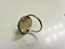 Antique hand made sterling silver gem grade lapis lazuli ring 8.5 sz 46978