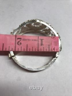 Antique hand made sterling silver hinged filigree cuff bangle 6 Wrist 22.6 Gram
