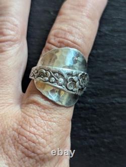 Antique sterling silver spoon ring made from an antique spoon sz 9